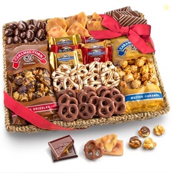A GIFT INSIDE CHOCOLATE, CARAMEL AND CRUNCH GRAND GIFT BASKET