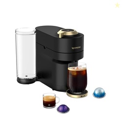 Nespresso Festive Vertuo Pop+ Coffee and Espresso Maker by Breville, Matte Black Gold