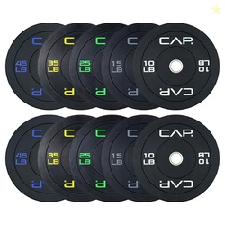 CAP Barbell 260 LB Economy Olympic Bumper Plate Set with Color Logo | Black