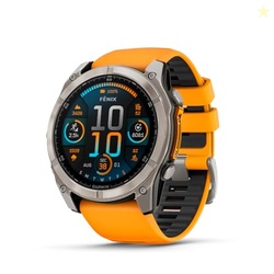 Garmin fnix 8  51 mm, AMOLED, Sapphire, Premium Multisport GPS Smartwatch, Long-Lasting Battery Life, Dive-Rated, Built-in LED Flashlight, Titanium with Spark Orange/Graphite Band
