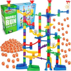 Marble Genius Marble Run Super Set, STEM Toys & Maze Construction Building - 150 Translucent Track Pieces & Glass Marble for Family, Kids Toddlers Ages 4-8 - Fun Holiday Creative Gifts