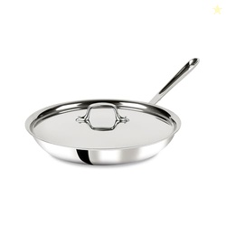 All-Clad D3 12" Stainless Steel Frying pan W/Lid, 3-Ply Stainless Steel Pan, Induction, Oven Broiler Safe 600F Skillet, Professional Cookware, Silver