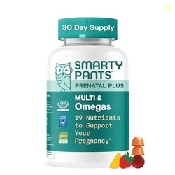 SmartyPants Prenatal Multivitamin Gummies - Improved Formula: Omega 3 (DHA/EPA), Methylfolate, Biotin, Vitamin D3, C, Vitamin B12, B6, Vitamin A, K & Zinc, Gluten Free, 90 Count (30 Day Supply)