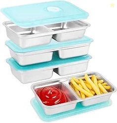 Loscarol 4 Pack Stainless Steel Snack Containers with Lids 