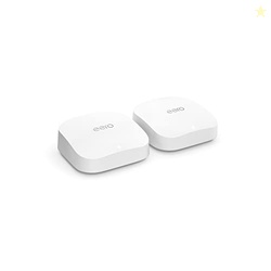 Amazon eero Pro 6E mesh wifi system - Supports internet plans up to 2.5 Gbps, Coverage up to 4,000 sq. ft., Connect 100+ devices, 2-pack