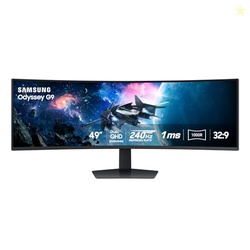Samsung 49 Odyssey G9 Series DQHD 1000R Curved Gaming Monitor, 1ms(GtG), VESA DisplayHDR 1000, 240Hz, AMD FreeSync Premium Pro, Height Adjustable Stand, Ultrawide Screen, LS49CG954ENXZA, 2024