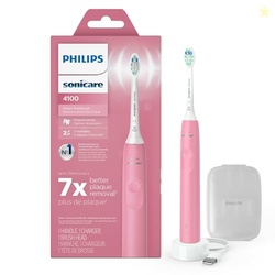 Philips Sonicare 4100 Rechargeable Electric Toothbrush, Advanced Plaque Removal, Pressure Sensor, Includes Brush Head Case, Deep Pink BD5004AZ
