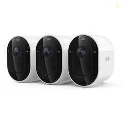 Arlo Pro Security Camera 2K HDR (6th Gen, 2025 Release) - Wireless Outdoor Camera, Rechargeable Removeable Battery, Event Captions, Emergency Response, 1-Month Trial of Secure Plan, 3 Cam, White