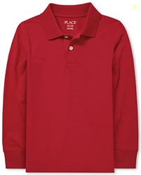 The Children's Place,Boys,Long Sleeve Pique Polo,Classic Red Single,XLarge