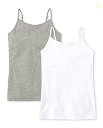 The Children's Place Girls Basic Cami, Heather Gray/White 2 Pack, XX-Large