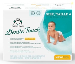 Amazon Brand - Mama Bear Gentle Touch Diapers, Size 4, 148 Count (4 packs of 37)