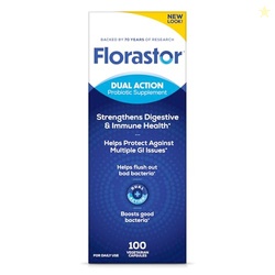 Florastor Probiotics for Digestive and Immune Health, 100 Capsules, Probiotics for Women & Men, Helps Flush Out Bad Bacteria, Boosts The Good with Our Unique Strain Saccharomyces Boulardii