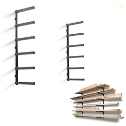 BORA PORTAMATE WOOD ORGANIZER AND LUMBER STORAGE METAL RACK WITH 6-LEVEL WALL MOUNT  INDOOR AND OUTDOOR USE, PBR-006B