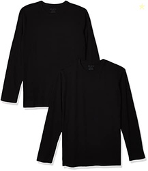 The Children's Place boys Long Sleeve Basic Layering T-shirt T Shirt, Black 2 Pack, Large US