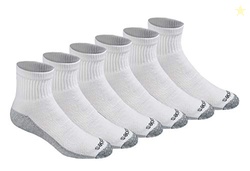 Dickies Men's Dri-Tech Moisture Control Quarter Socks (6, 12, 18 Pairs), White (6 Pairs), Large