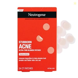 Neutrogena Stubborn Acne Ultra-Thin Blemish Dots, Pimple Patches for Face, Acne Patches, Ultra-Thin Hydrocolloid Facial Stickers, Overnight Use, Suitable for All Skin Types, 24 Count