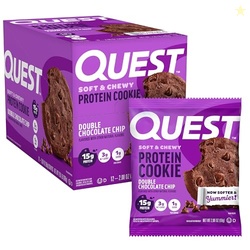 Quest Soft & Chewy Protein Cookie - 15g Protein - Double Chocolate Chip (12 Cookies)