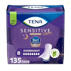 TNA Sensitive Care Incontinence Pads, Bladder Control, Postpartum for Women, Overnight Absorbency, Extra Coverage, 135 Count