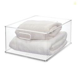 iDesign Stackable Storage Bins - Organize Kitchen, Bathroom, or Office - Clear - Made in USA