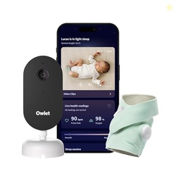 OWLET DREAM DUO (GEN 3) SMART BABY MONITOR ALL-IN-ONE BUNDLE - 2K HD VIDEO BABY MONITOR WITH ALERTS & OWLET DREAM SOCK TRACKS BABYS OXYGEN, HEART RATE & SLEEP | HEALTH INSIGHTS VIA APP | MINT