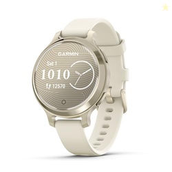 GARMIN LILY 2 ACTIVE, SMALL AND STYLISH SMARTWATCH, BUILT-IN GPS, HIDDEN DISPLAY, PATTERNED LENS, UP TO 9 DAYS BATTERY LIFE, LUNAR GOLD WITH BONE SILICONE BAND