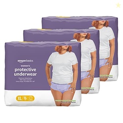 Amazon Basics Incontinence Underwear for Women, Protective, Disposable, Postpartum, Maximum Absorbency, X-Large, Lavender, 48 Count (3 Packs of 16)