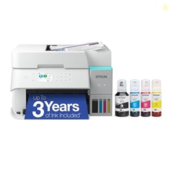 Epson EcoTank ET-3950 Wireless All-in-One Color Supertank Printer with up to 3 Years of Ink, Refillable Tanks, Perfect for Home Office, 18 PPM, 2.4" Color Screen, Auto Document Feeder  White