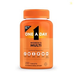 One A Day Multivitamin for Women- Daily Vitamins for Woman with Biotin, Calcium, Folic Acid, Iron & Zinc, Complete Womens Vitamins, 200 Ct (Packaging May Vary)