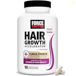 FORCE FACTOR HAIR GROWTH ACCELERATOR MULTIVITAMIN FOR WOMEN & MEN, WITH LUSTRIVA, BIOTIN, HORSETAIL & VITAMINS A, B12, C, D & E FOR THICKER HAIR, HEALTHIER SKIN & NAILS, 90 CAPSULES
