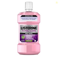 LISTERINE TOTAL CARE ALCOHOL FREE ANTICAVITY FLUORIDE MOUTHWASH, 6 BENEFIT ORAL RINSE TO HELP KILL 99.9% OF GERMS THAT CAUSE BAD BREATH, STRENGTHEN TEETH, RESTORE ENAMEL, FRESH MINT FLAVOR, 500 ML