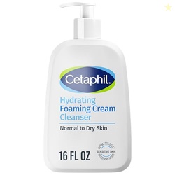 CETAPHIL CREAM TO FOAM FACE WASH, HYDRATING FOAMING CREAM CLEANSER, 16 OZ, FOR NORMAL TO DRY, SENSITIVE SKIN, WITH SOOTHING PREBIOTIC ALOE, HYPOALLERGENIC, FRAGRANCE FREE