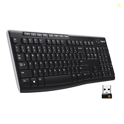 LOGITECH K270 WIRELESS KEYBOARD FOR WINDOWS, 2.4 GHZ WIRELESS, FULL-SIZE, NUMBER PAD, 8 MULTIMEDIA KEYS, 2-YEAR BATTERY LIFE, COMPATIBLE WITH PC, LAPTOP, BLACK