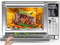 NUWAVE BRAVO XL PRO AIR FRYER TOASTER OVEN, IMPROVED 100% SUPER CONVECTION, QUICKER & CRISPIER RESULTS, 100 PRESETS, MULTI-LAYER EVEN COOKING, 50-500F, SMART PROBE, PFAS FREE, 30QT, STAINLESS STEEL