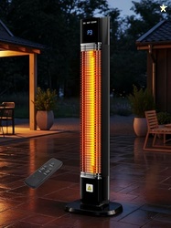 Uthfy Electric Outdoor Patio Heater,1500W Infrared Heater with 24H Timer, Remote, Waterproof, Quiet Portable Space Heater for Large Room, 35 Tower Heater for Indoor Garage, Balcony, Backyard, Shop