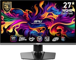 MSI MPG 271QRX QD-OLED, 27 OLED Gaming Monitor, 2560 x 1440 (QHD), 0.03ms Response time, 360Hz, True Black HDR 400, HDMI, DP Port, USB Type C, Tilt, Height, Black