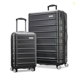 Samsonite Omni 2-2 Piece 19/28 Hardside Luggage with 360 Spinner Wheels - Scratch Resistant Hardshell - TSA, Airline-Approved - Expandable Polycarbonate Lightweight - Midnight Black