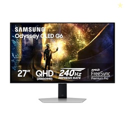 Samsung 27 Odyssey OLED G6 (G61SD) QHD & QD-OLED 240Hz 0.03ms FreeSync Premium Pro Gaming Monitor with Sleek Metal Design, 3 Year Warranty, US, LS27DG610SNXZA