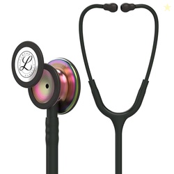 3M Littmann Classic III Monitoring Stethoscope, 5870, More Than 2X as Loud, Weighs Less, Stainless Steel Rainbow-Finish Chestpiece, 27" Black Tube, Stem and Headset