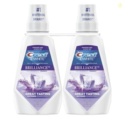 CREST MOUTHWASH/MOUTH RINSE, 3D WHITE BRILLIANCE WHITENING, ALCOHOL FREE, CLEAN MINT, 2X1L (33.8 FL OZ)