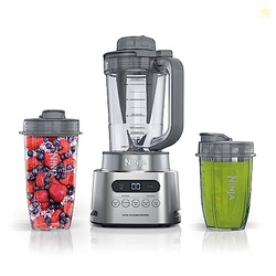 NINJA SS151 TWISTI BLENDER DUO, HIGH-SPEED 1600 WP SMOOTHIE MAKER & NUTRIENT EXTRACTOR* 5 FUNCTIONS SMOOTHIE, SPREADS & MORE, SMARTTORQUE, 34-OZ. PITCHER & (2) TO-GO CUPS, GRAY