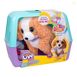 Little Live Pets Ouchies Amazon Exclusive Hazel The Poodle Plush, 50+ Sounds, Limping to Walking Puppy Toy & Carrier, Interactive Toy Dog for Kids 5+