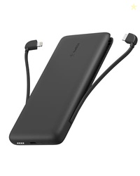 Belkin Portable Charger Power Bank for iPhone/Android - 10,000mAh, 23W Battery Pack for Phone with Integrated USB-C, Lightning Cables - Pass-Through Capability, Charge 2 Devices at Once