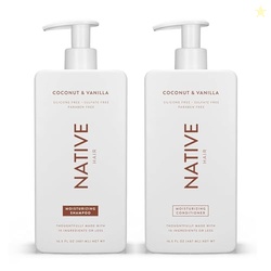 Native Coconut & Vanilla Shampoo and Conditioner Contain Naturally Derived Ingredients | All Hair Types, Color & Treated, Fine to Dry Damaged, Sulfate & Dye Free - 2-Pack