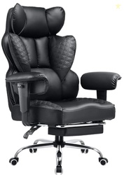 COMHOMA Big and Tall Office Chair 400LBS Wide Ergonomic Gaming Chair with Deluxe Embossing Designed Leather with Foot Rest,150Reclining Adjustable Armrests Pocket Spring Back Support and Pillow