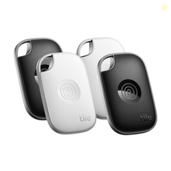 Tile by Life360 Pro - Powerful Bluetooth Tracker, Key Finder and Item Locator for Keys Bags, and More. Both iOS and Android Compatible. Phone Finder. 4-Pack (Black/White)