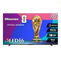 Hisense 100" Class E6 Series QLED 4K UHD Smart Fire TV (100E6QF, 2025 Model) - QLED, Native 144Hz, Dolby Vision IQ  Atmos, Motion Rate 240, HDR 10+, Game Mode Pro, Voice Remote with Alexa