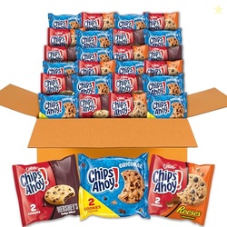 CHIPS AHOY! Cookies Variety Pack, Original Chocolate Chip, Chewy Chocolate Chip with Reese's Peanut Butter Cups & Chewy Hershey's Fudge Filled Soft Cookies, 50 Snack Packs