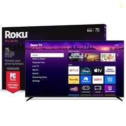 Roku Smart TV 2025  75-Inch Pro Series, Mini-LED TV  RokuTV with Backlit Voice Remote Pro  Flat Screen 4K QLED Television with 120Hz Refresh Rate & Dolby Vision IQ, Live News, Sports, Entertainment