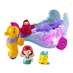 Fisher-Price Little People Toddler Toy Disney Princess Ariel's Light-Up Sea Carriage Musical Vehicle for Pretend Play Ages 18+ Months
