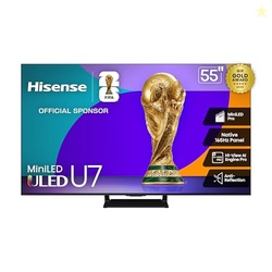 HISENSE 55" U7 MINI-LED ULED 4K UHD BEST PREMIUM GAMING GOOGLE SMART TV (55U75QG, 2025 MODEL) - QLED, NATIVE 165HZ, VRR 288, UP TO 3000 NITS, HDR10+, DOLBY VISION IQ  ATMOS, IMAX ENHANCED, 2.1.2 CH